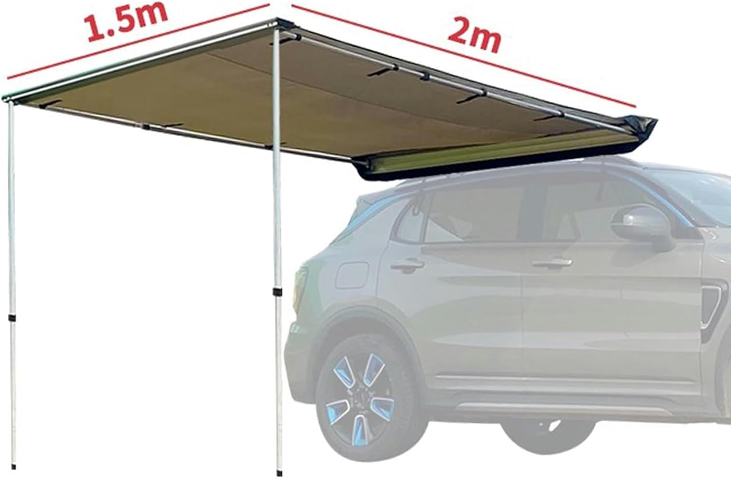 AMNOOL Car Awning Truck Canopy, Vehicle Side Awning, Portable Roof Rack Rear Awning Tent Canopy Pull-Out, Height Adjustable, RV Awnings for SUV/Truck/Van (Size : 150 * 200cm/4.92 * 6.56ft)