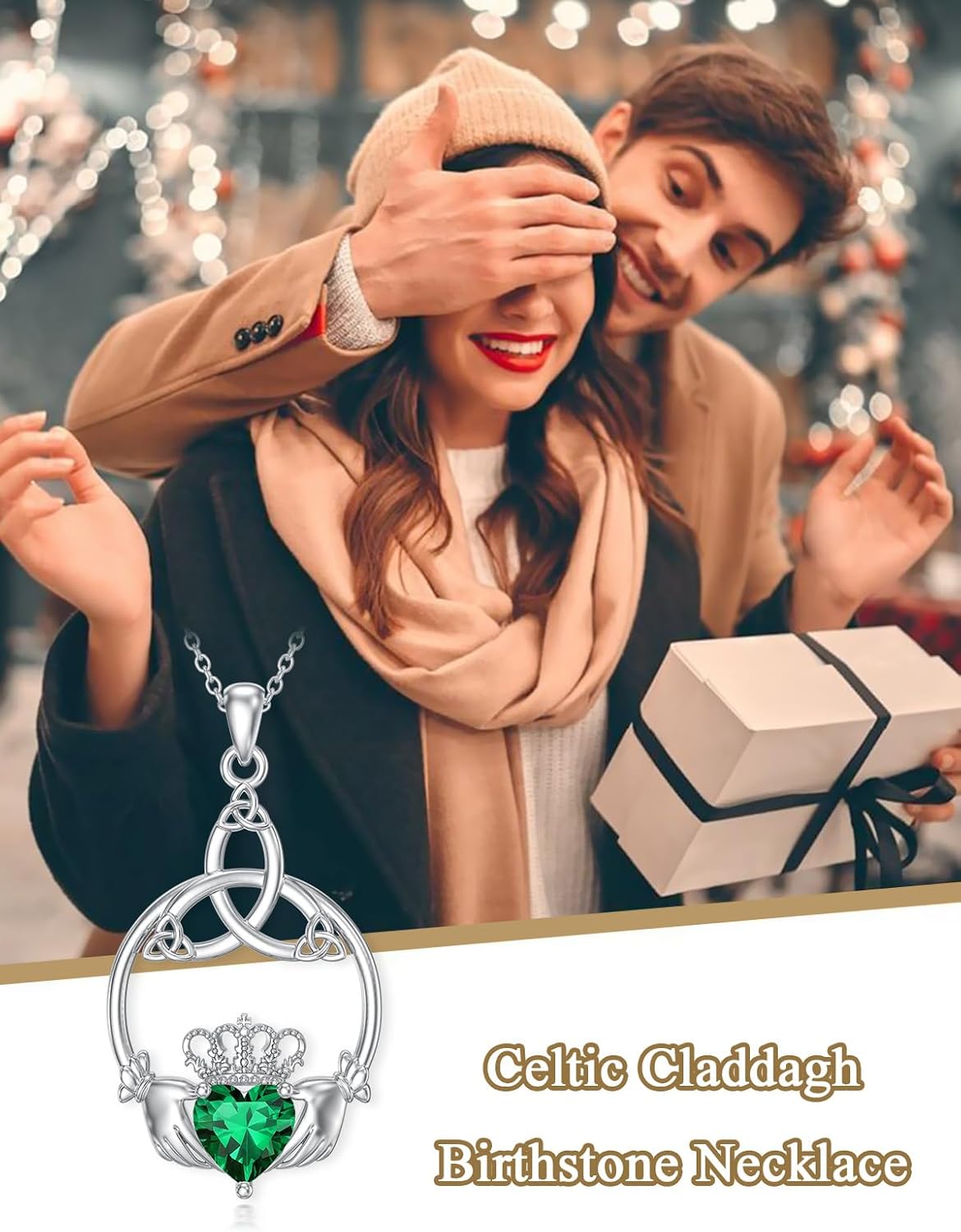 Seiyang Celtic Claddagh Necklace 925 Sterling Silver Celtic Heart Claddagh Pendant Necklace with Birthstones Irish Jewelry Gifts for Women - Image 3