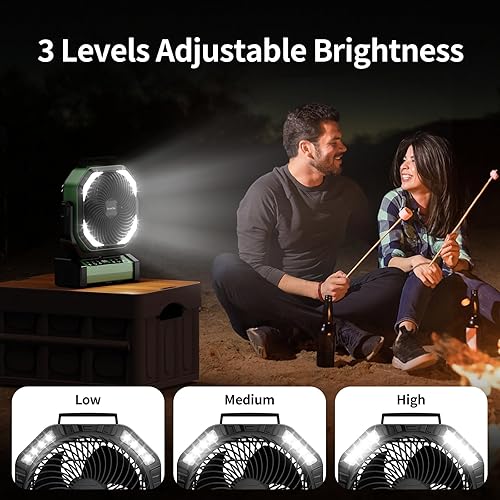 Miniatura 6 de Socool Ventilador de campamento con luz, ventilador de batería recargable de 20000 mAh con control remoto, 112 horas y 8 velocidades, pantalla