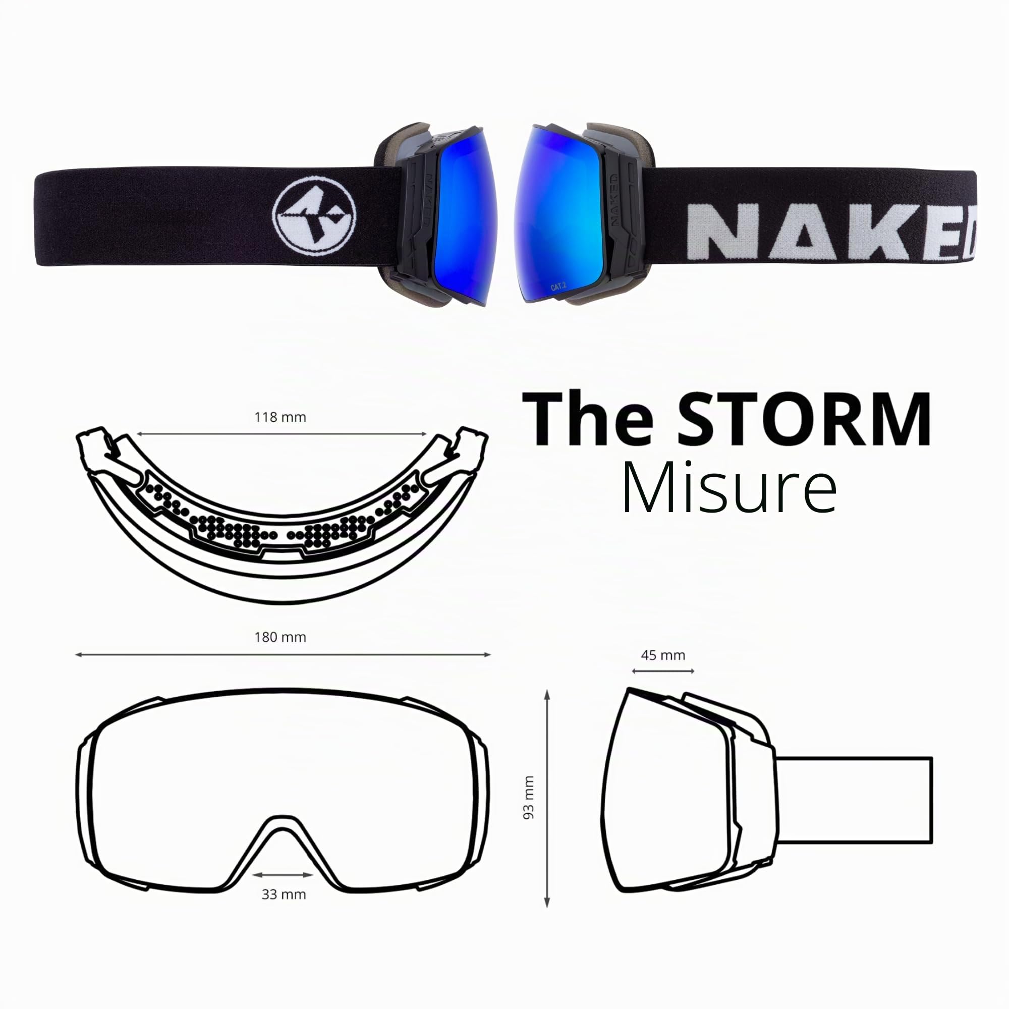 NAKED Optics Le STORM Maschere da Sci per Uomini e Donne