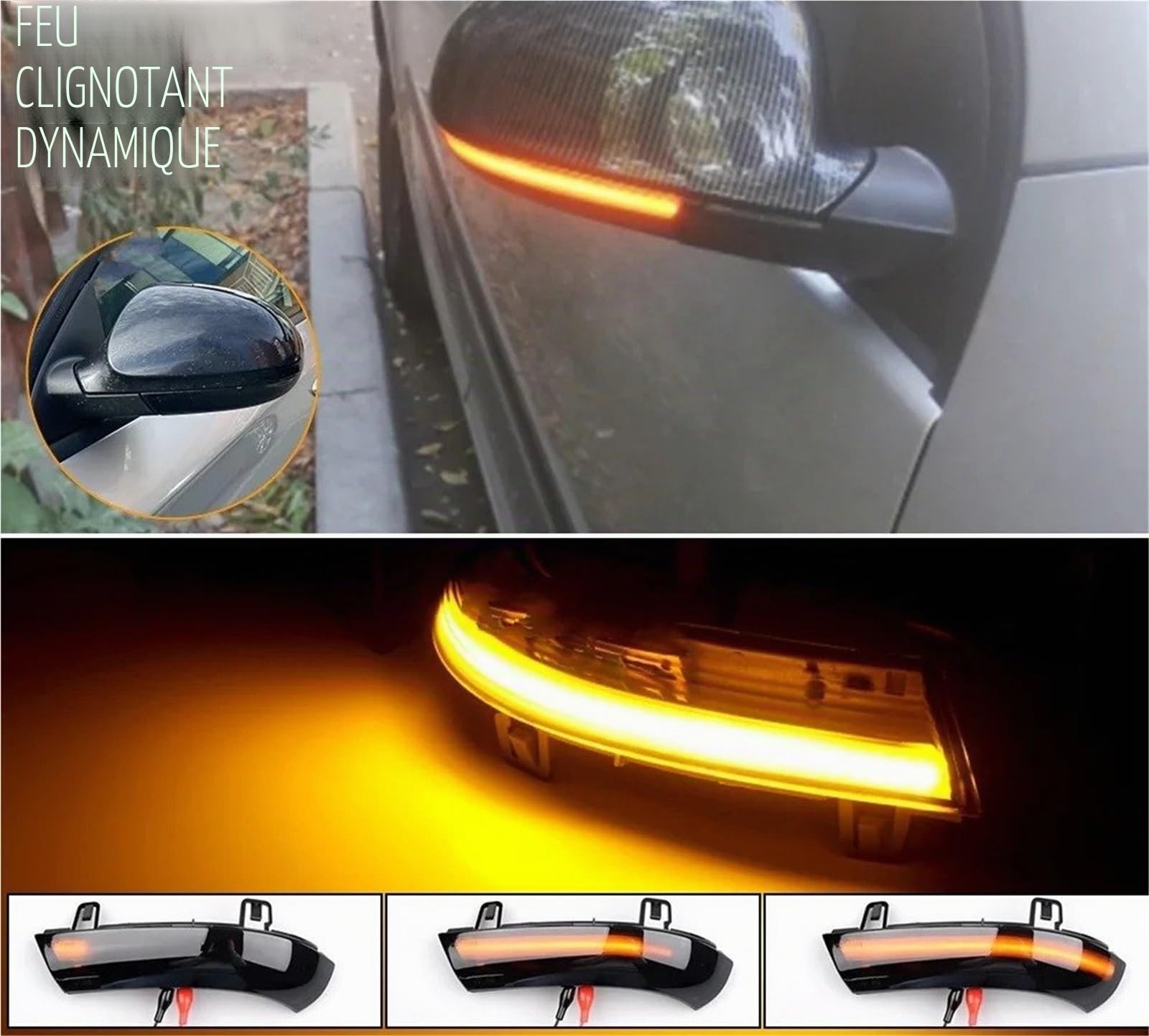 Indicateur de clignotant LED Dynamique Noir pour VW, Seat Golf 5, Jetta MK5, Passat B5.5 B6, EOS, Seat Retroviseur Exterieur 12V