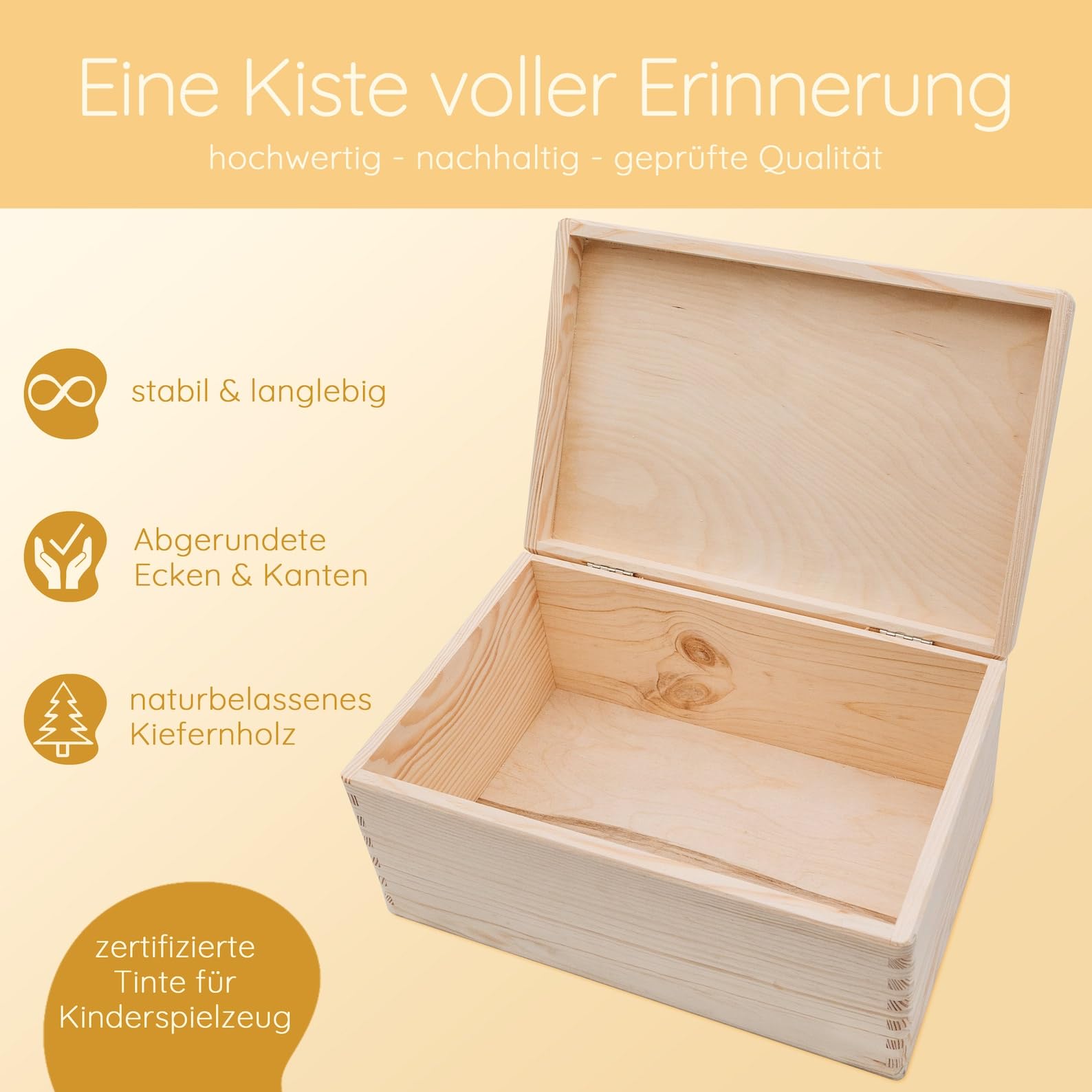 Bärenfreunde - Personalisierte Erinnerungsbox Baby mit Spezial-Druck - Individuelle Baby Erinnerungsbox - Erinnerungskiste aus Holz - Geschenk zur Geburt (S | Klappdeckel,Safari Tiere)