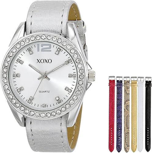 XOXO XO9062 Reloj en tono plateado con bandas intercambiables para mujer