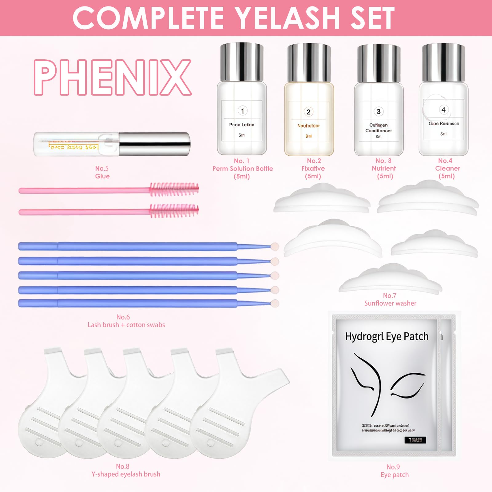 Kit Laminazione Ciglia Professionale, Lash Lift Kit,Soluzione Completa per Sopracciglia e Ciglia, Effetto Naturale e Definito, Ideale per Uso Domestico e Salone(bianco)