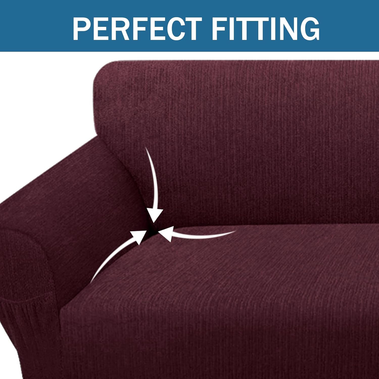 Loveseat Slipcover with 2 Pillow Cover for 2 Cushion Couch, Non Slip Furniture Protector with Elastic Bottom, Washable Loveseat Cover for Kids, Pets (Loveseat, Burgundy)
