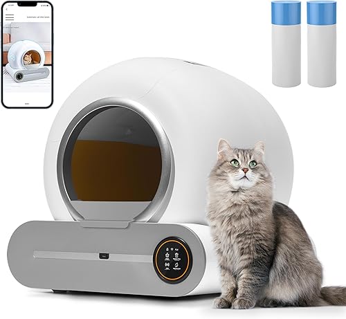 Caja de arena para gatos autolimpiante, caja de arena automática para gatos, caja de arena inteligente con gran capacidad, sin cuchara, eliminación