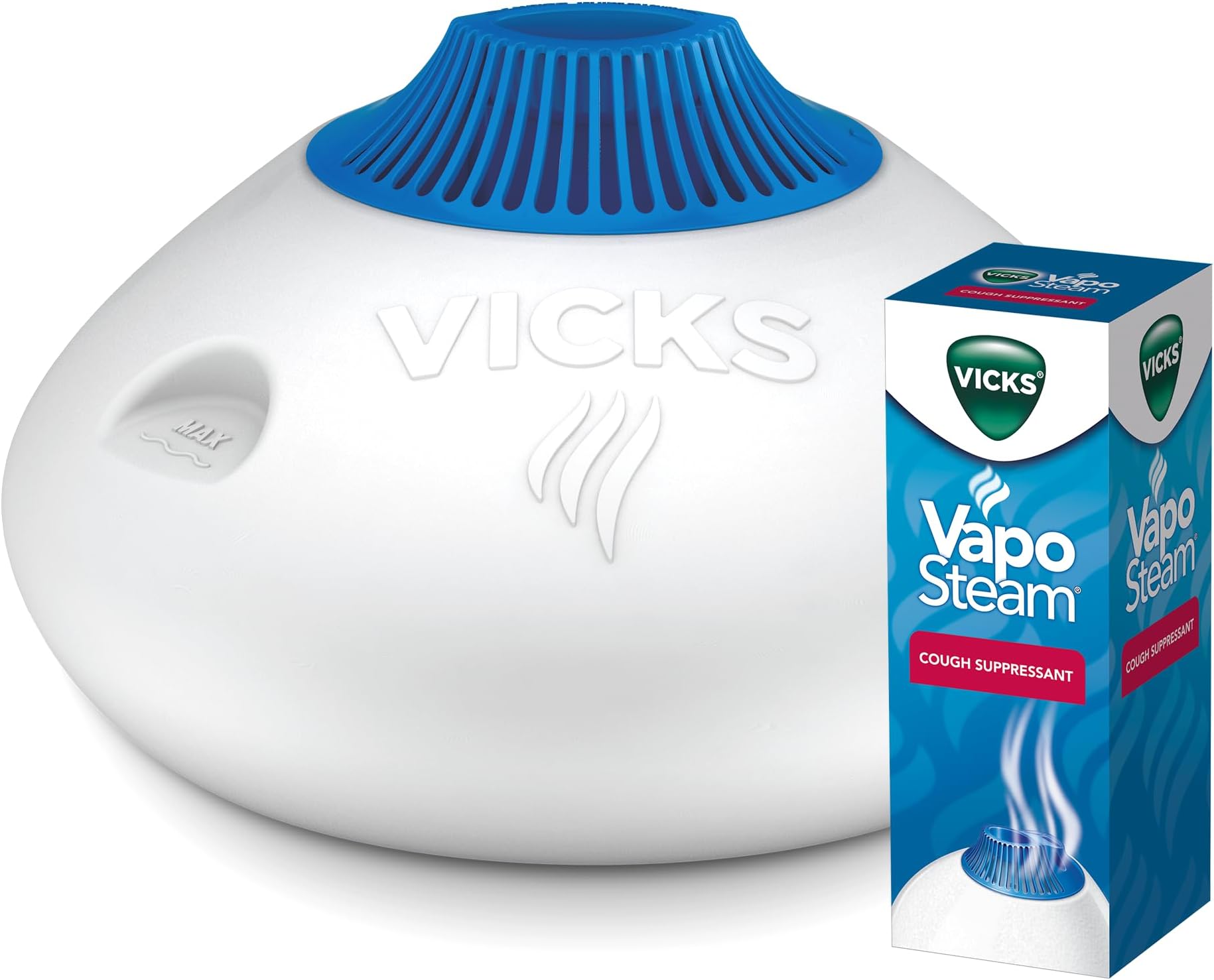 Warm Steam Vaporizer Bundle with 8 Oz VapoSteam Liquid Cough Suppressant, Helps Relieve Coughing, for Use in Vicks Vaporizers and Humidifiers