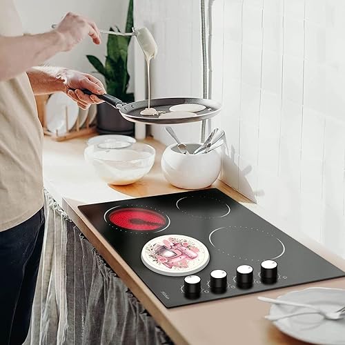 Miniatura 123 de Tucocoo Fundas para quemadores de estufa, juego de 4 fundas para estufas de gas de vino tinto retro, cubiertas superiores de estufa de 8 pulgadas