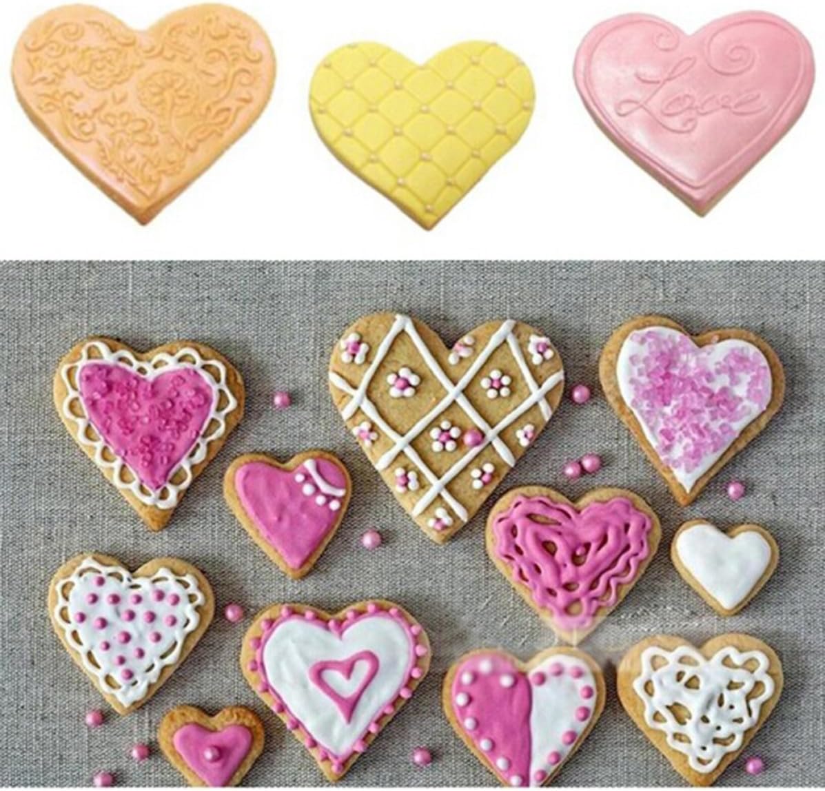 6 Pcs Heart Shape Cookie Cutters Molds, Plastic Set for Baking image 2