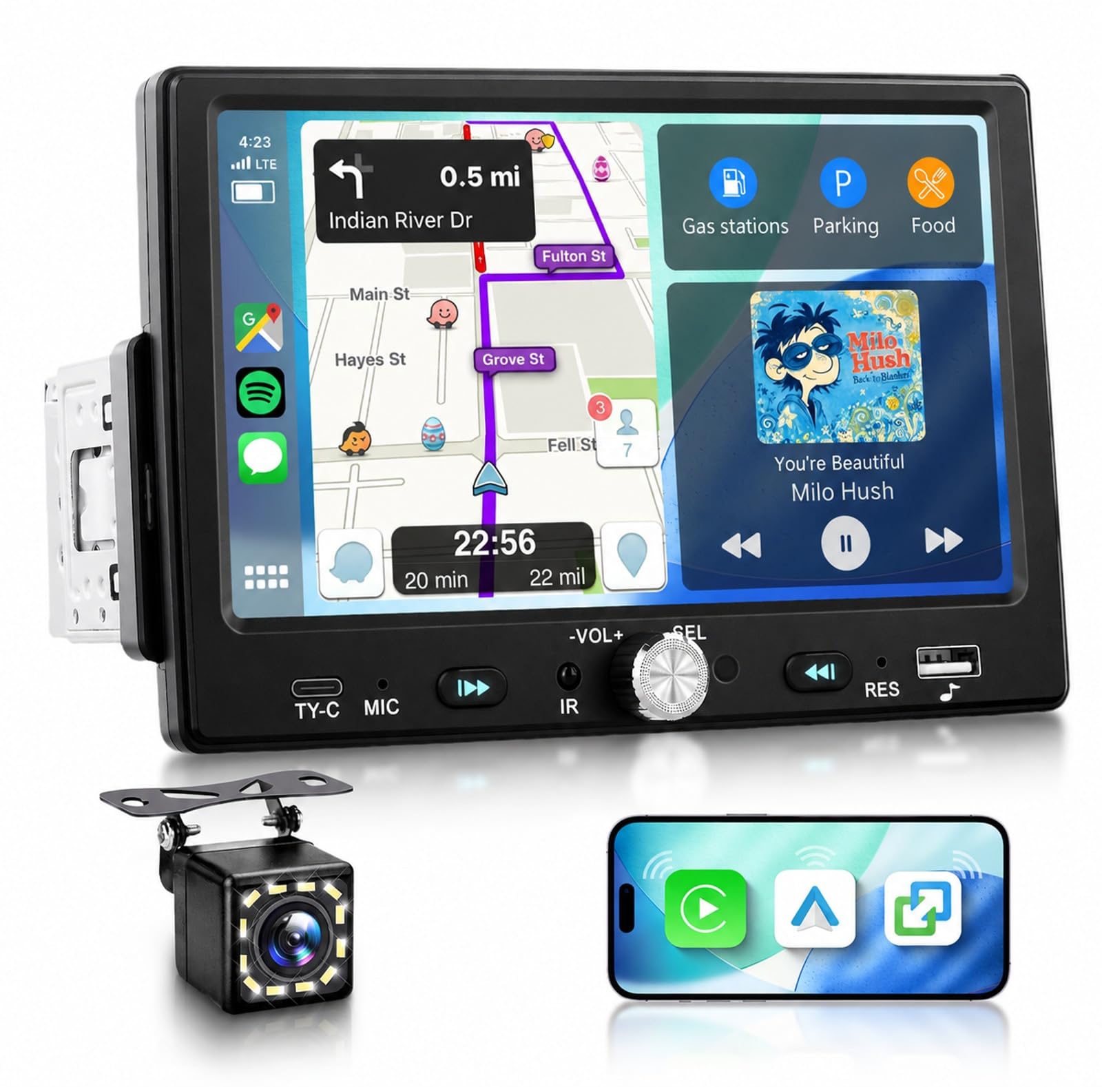 Single Din CarPlay Car Stereo Android Auto, 7-inch Touchscreen Car Radio with Bluetooth 5.0 FM Radio USB-C Backup Camera-image-34