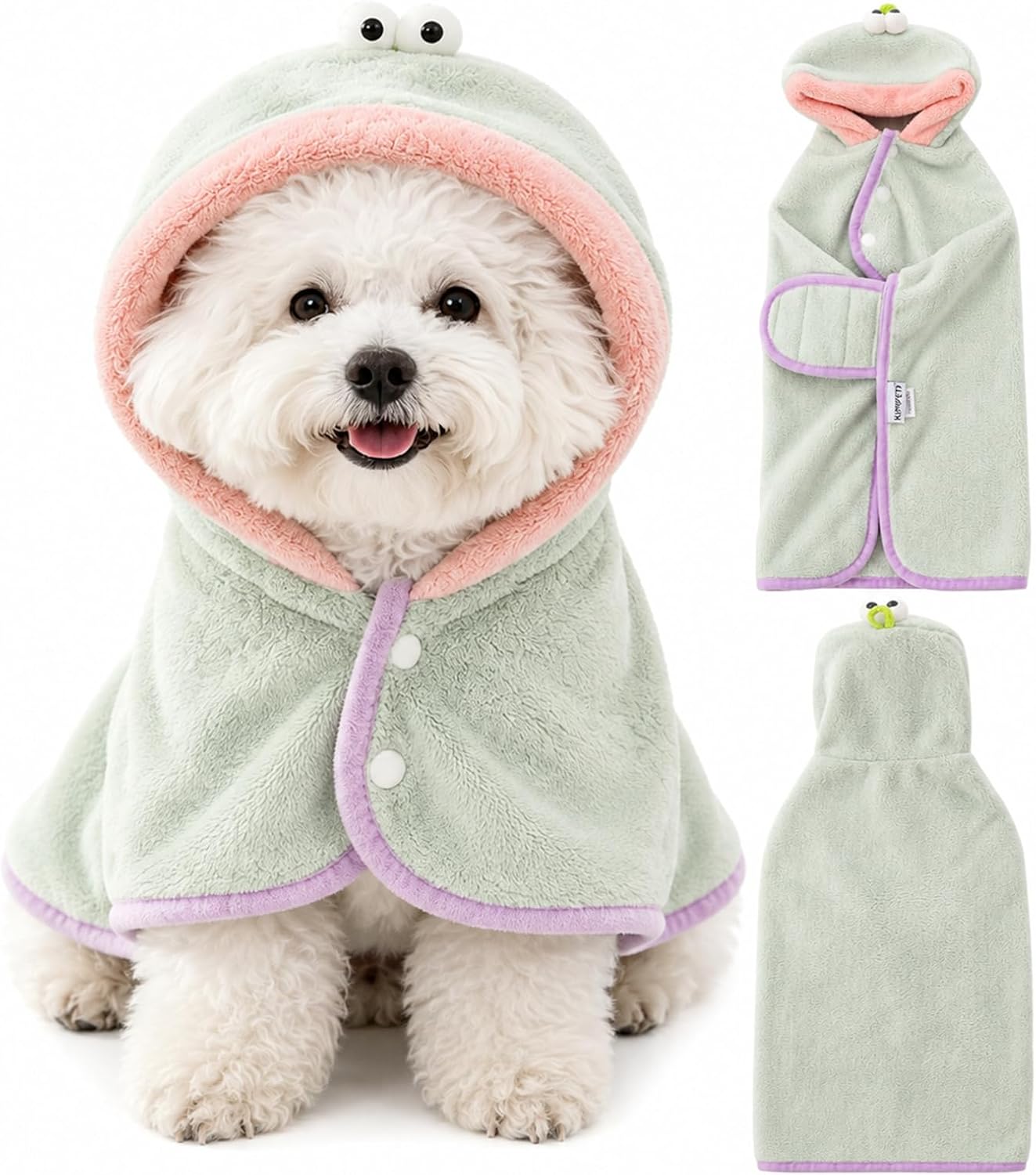 Dog Bathrobe Towel, Soft Hooded Dog Drying Wrap