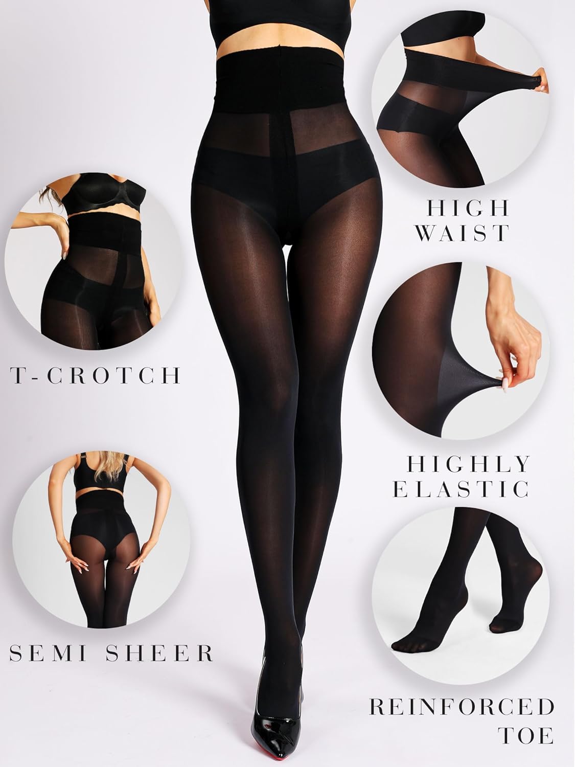 Unbelievable Durability Tights, Rip Resistant Pantyhose, High Waist Semi Sheer T-Crotch for Women under Dress - Image 5