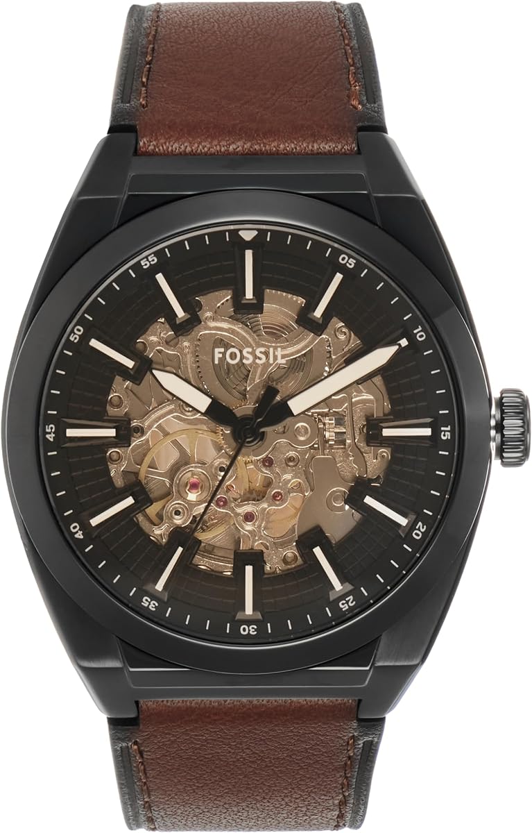 Fossil Reloj automático de tres manecillas Everett de acero inoxidable para hombre