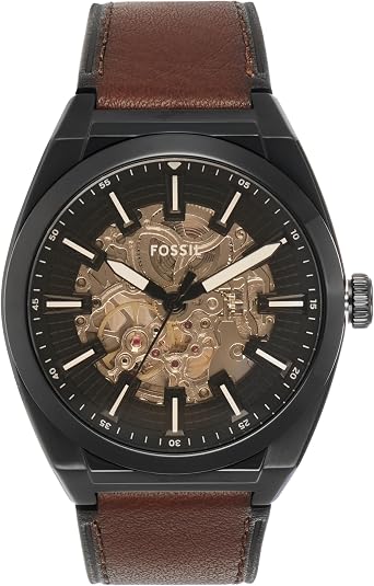 Fossil Mens Everett Automatic Stainless Steel Three-Hand Watch