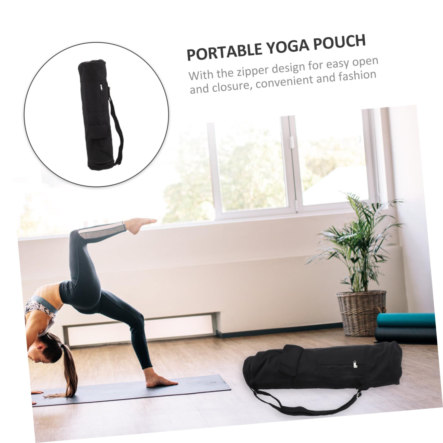TOYANDONA Bolsa para Esterilla de Yoga Correa Ajustable y Cierre de Cremallera, Material Sintético Resistente y Diseño Fácil de Llevar para Amantes del Yoga