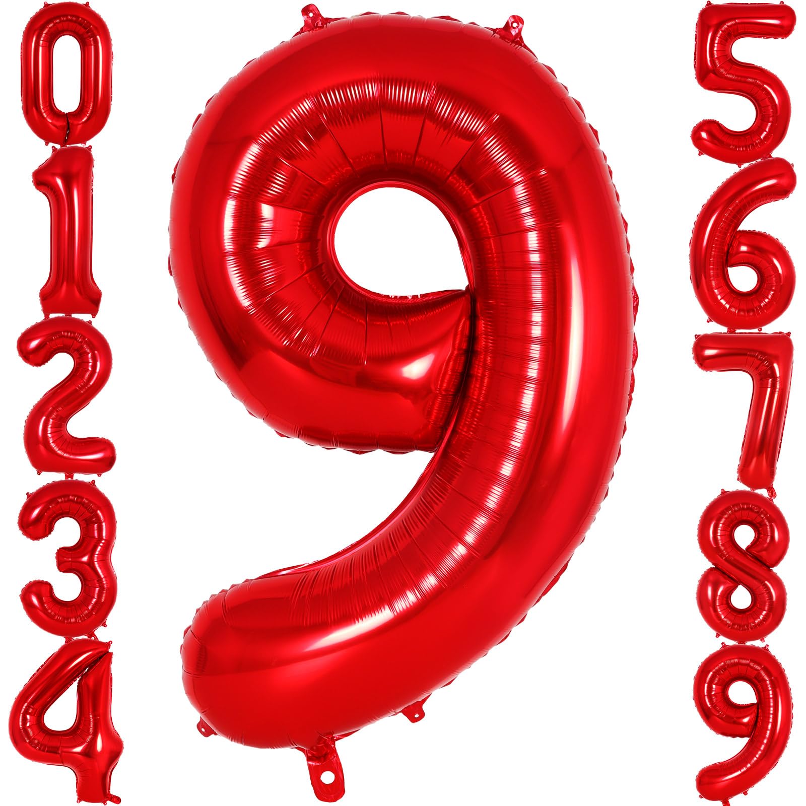 Red Number 9 Balloon 40 Inch, Big Large Foil Helium Number Balloons, Jumbo Giant Mylar Number 9 Balloons for 9 Year Old Birthday Red Party Decorations Supplies Anniversary