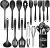 Wildone Silicone Kitchen Cooking Utensils Set, 15PCS Premium Spatula Set for Nonstick Cookware, Kitchen Tools Spatula Spoons Turner Brush Whisk, Heat Resistant (Black) — Kitchen Gadgets deal