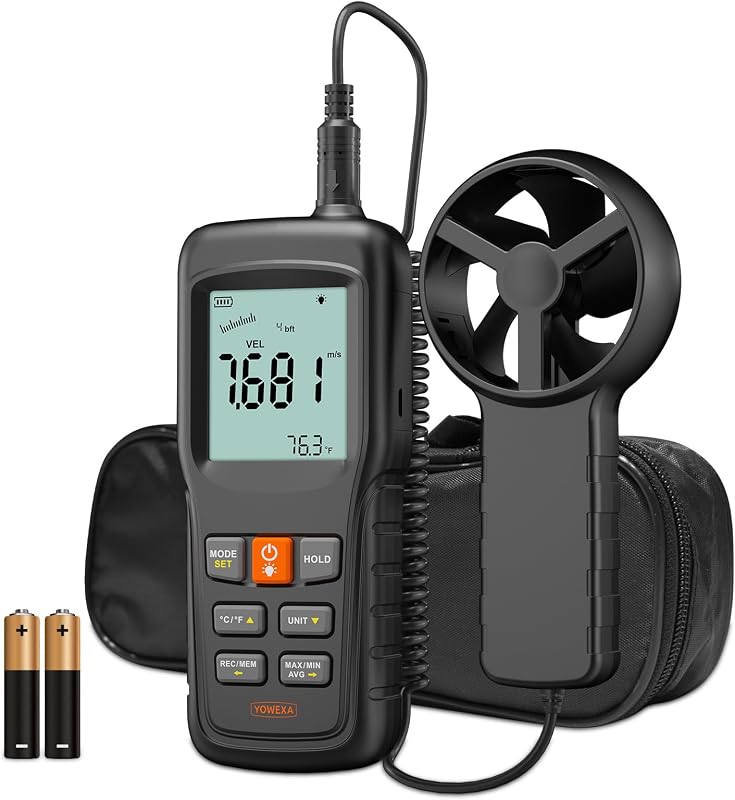 Split Anemometer with Data Storage for HVAC Drone Sailing Hunting