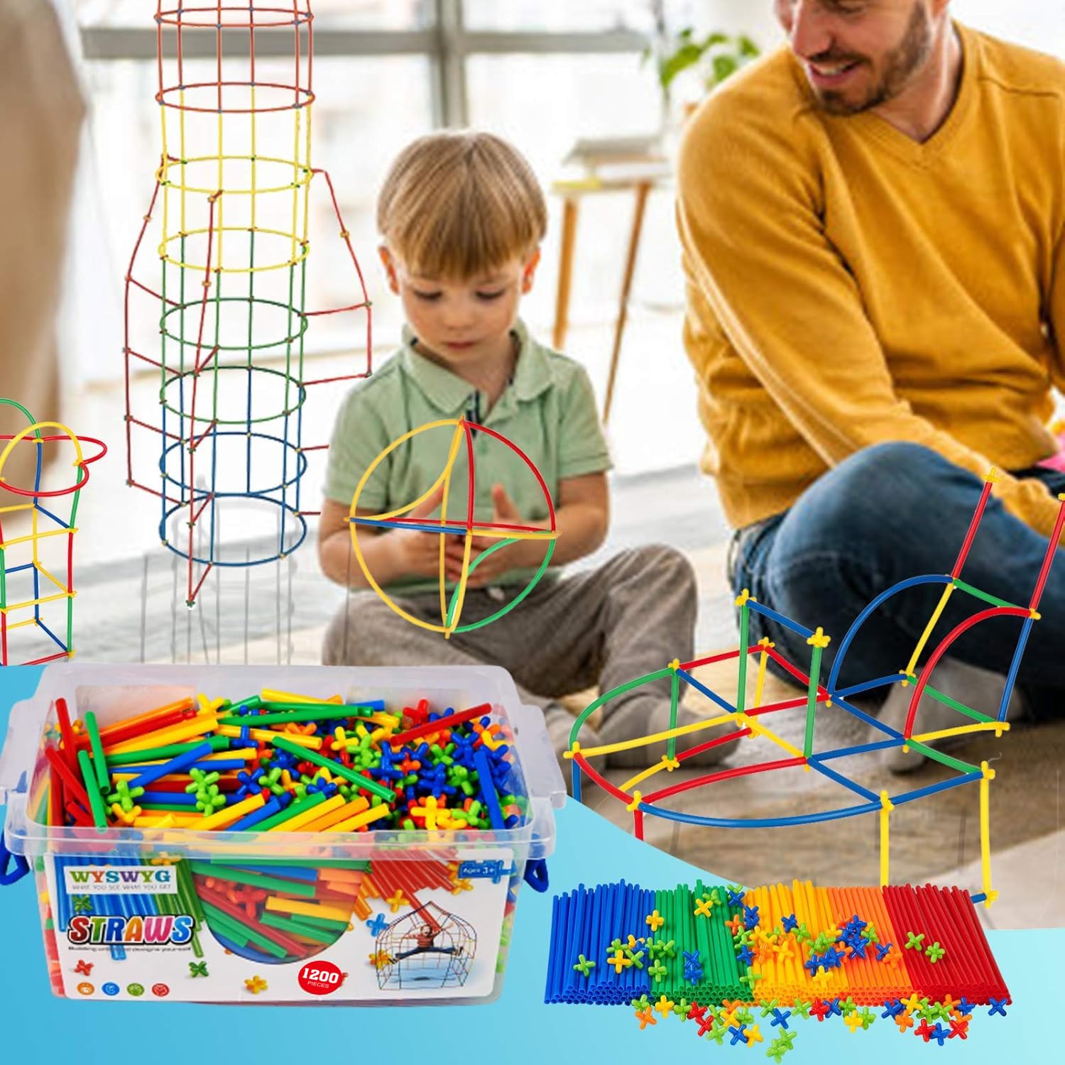 WYSWYG Construction Toys Building Blocks 1200 Pieces - Jouets de Construction créatifs pour garçons et Filles, Jouets éducatifs STEM pour Les âges de 3 4 5 6 7 8 et Plus