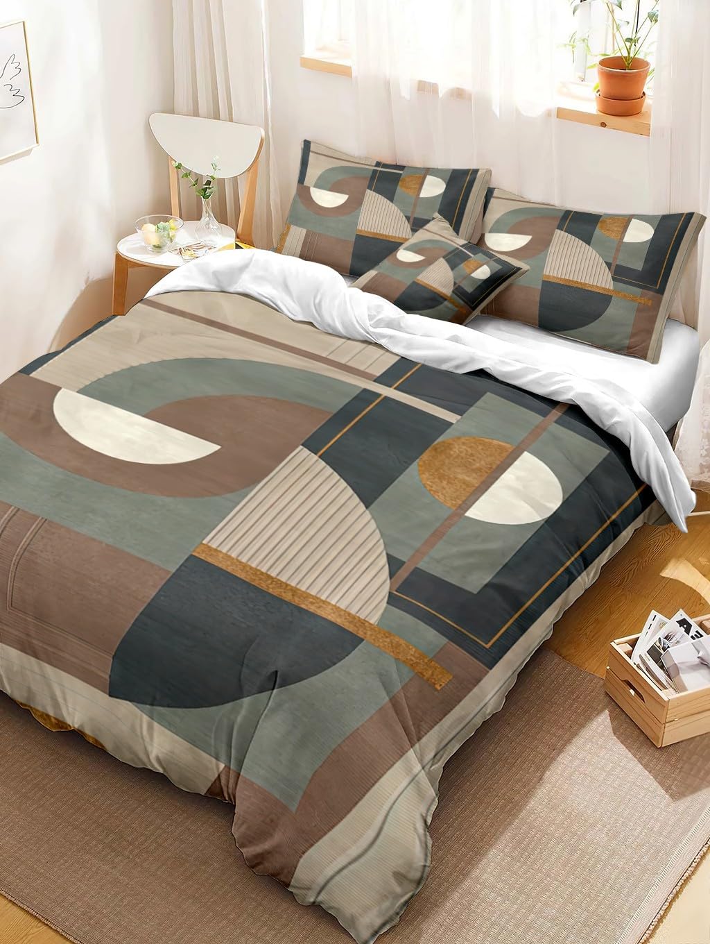 Damier Beddengoed, 200 x 220 cm, karamel, bruin, beige, dekbedovertrek Damier Beddengoed, 200 x 220 cm, karamel, bruin, beige, dekbedovertrek