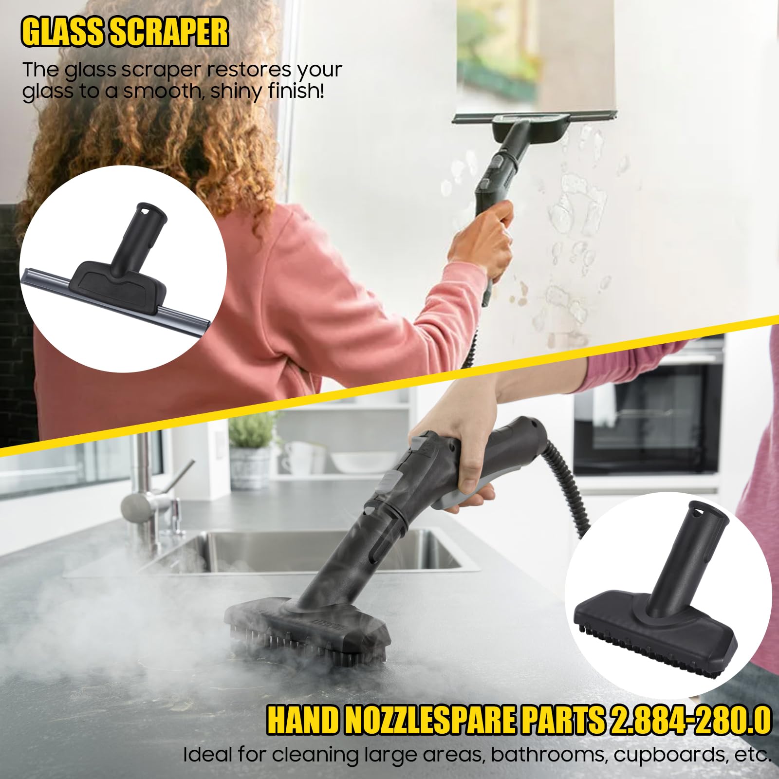 18 Stück Zubehör für Kärcher Dampfreiniger SC1 SC2 SC3 SC4 SC5 – Dampfreiniger Bürste Set, inkl Mikrofaser-Tücher, Gebogene Düse, Fugenbürste, Fensterabzieher – Perfekt für Gründliche Reinigung