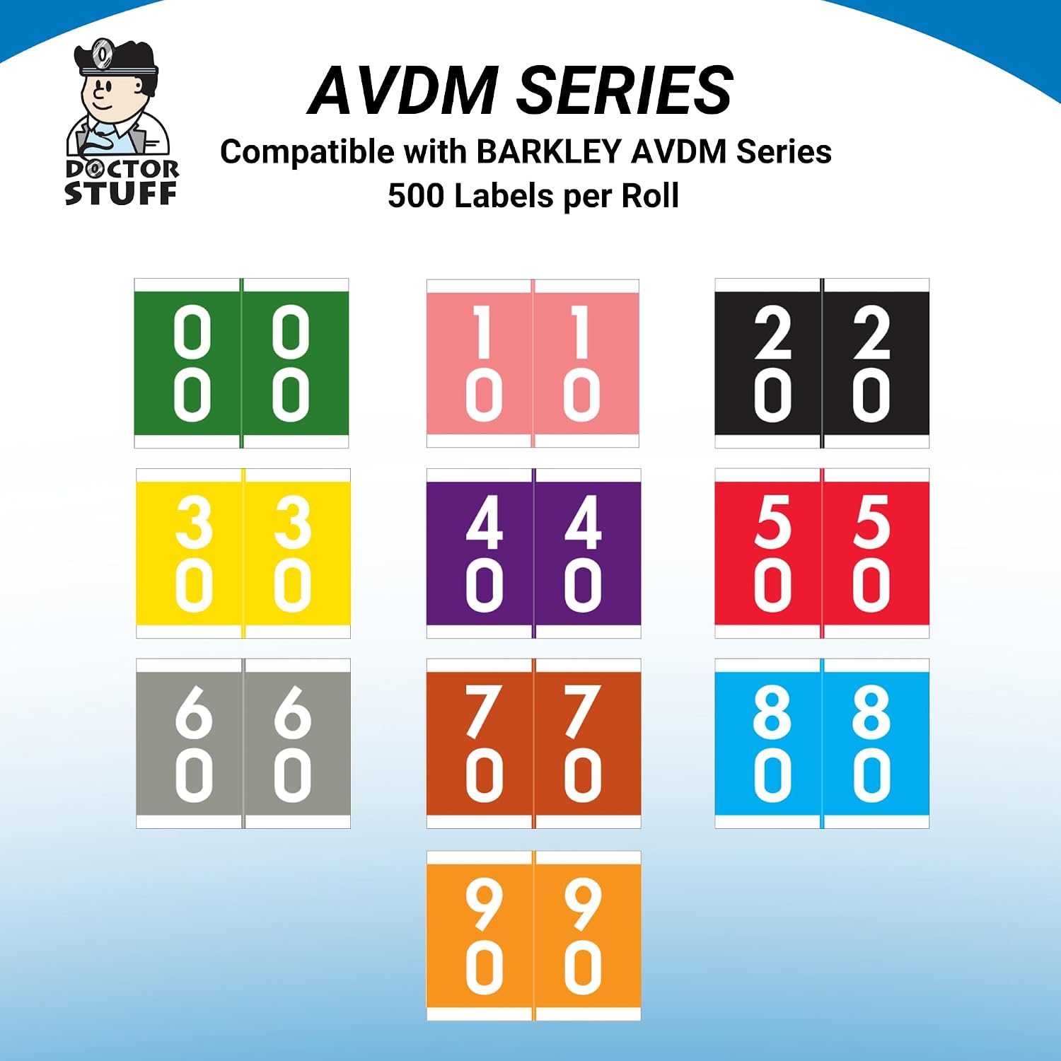 Doctor Stuff - File Folder Labels, Terminal Digit Filing, Consecutive Double Digit Numbers 40-49, Barkley FDAVM Match - AVDM Series Chart Stickers, Purple, 1-3/16 x 1-1/2", 500/Roll