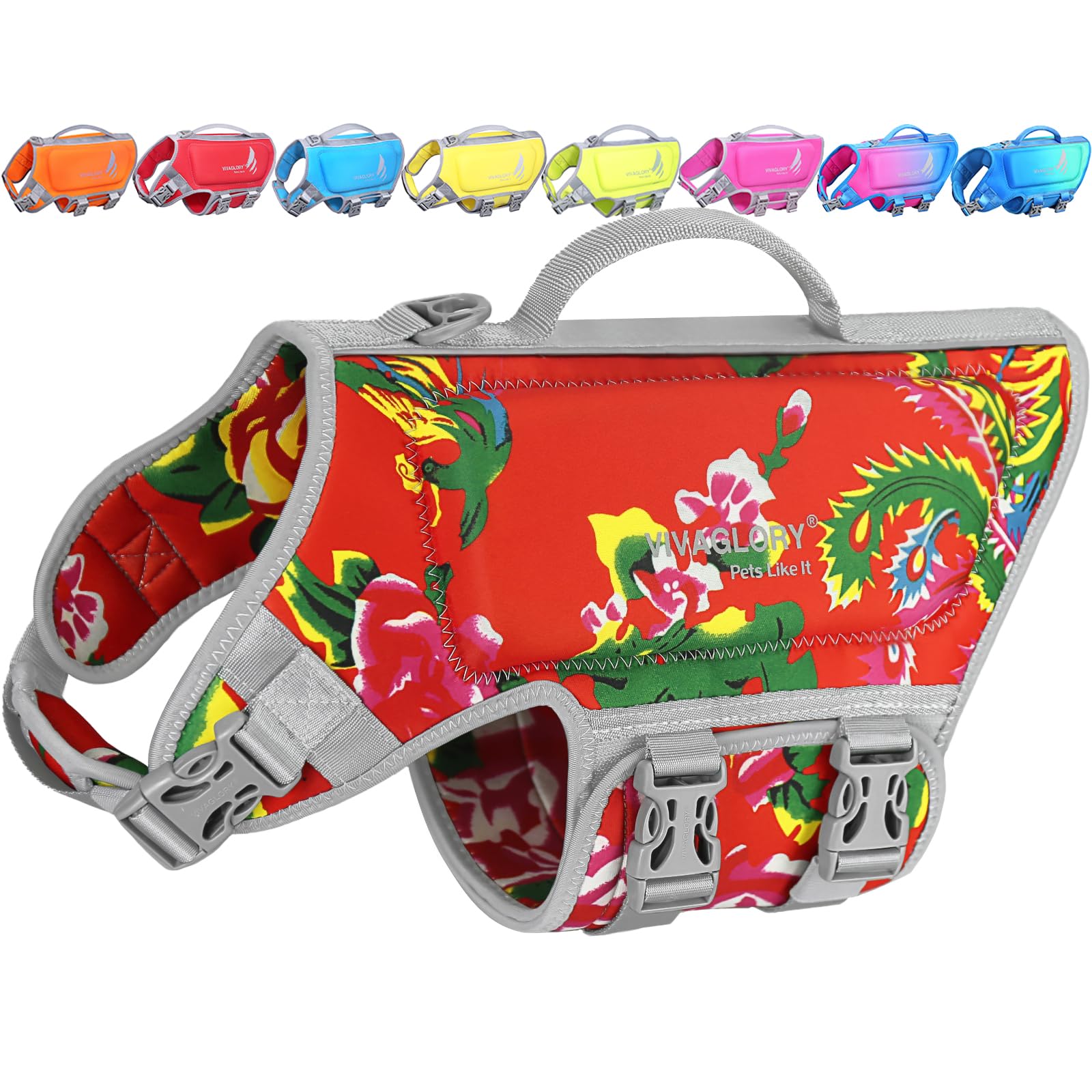 VIVAGLORY High Buoyancy Dog Life Vest, Swimming Vest with Handle, Dog Life Jacket for Swimming & Boating, Buoyancy for Puppy Doggy, XS, Northeast