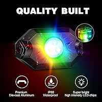 Vista 5 de Nilight Kit de Luces LED RGB para Rocas, 6 cápsulas Underglow de Neón Multicolor con Control de Aplicación Bluetooth, Modo de Música Intermitente