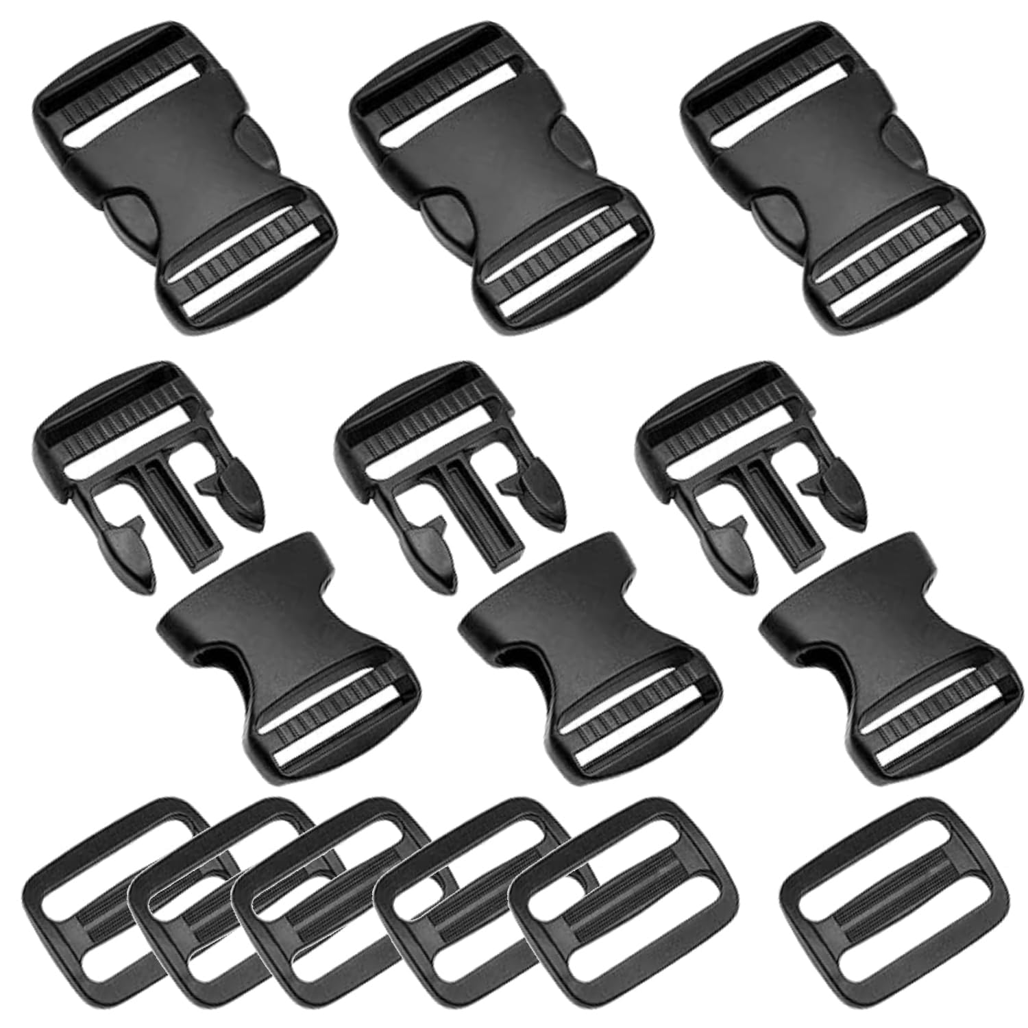 Kjzeex Buckles Clips Rucksack Clips Set, Tri-Glide Slides Side Release Buckles Replacement Buckles Clip for Backpack Repairing, Luggage Fastening Strap Pet Collar