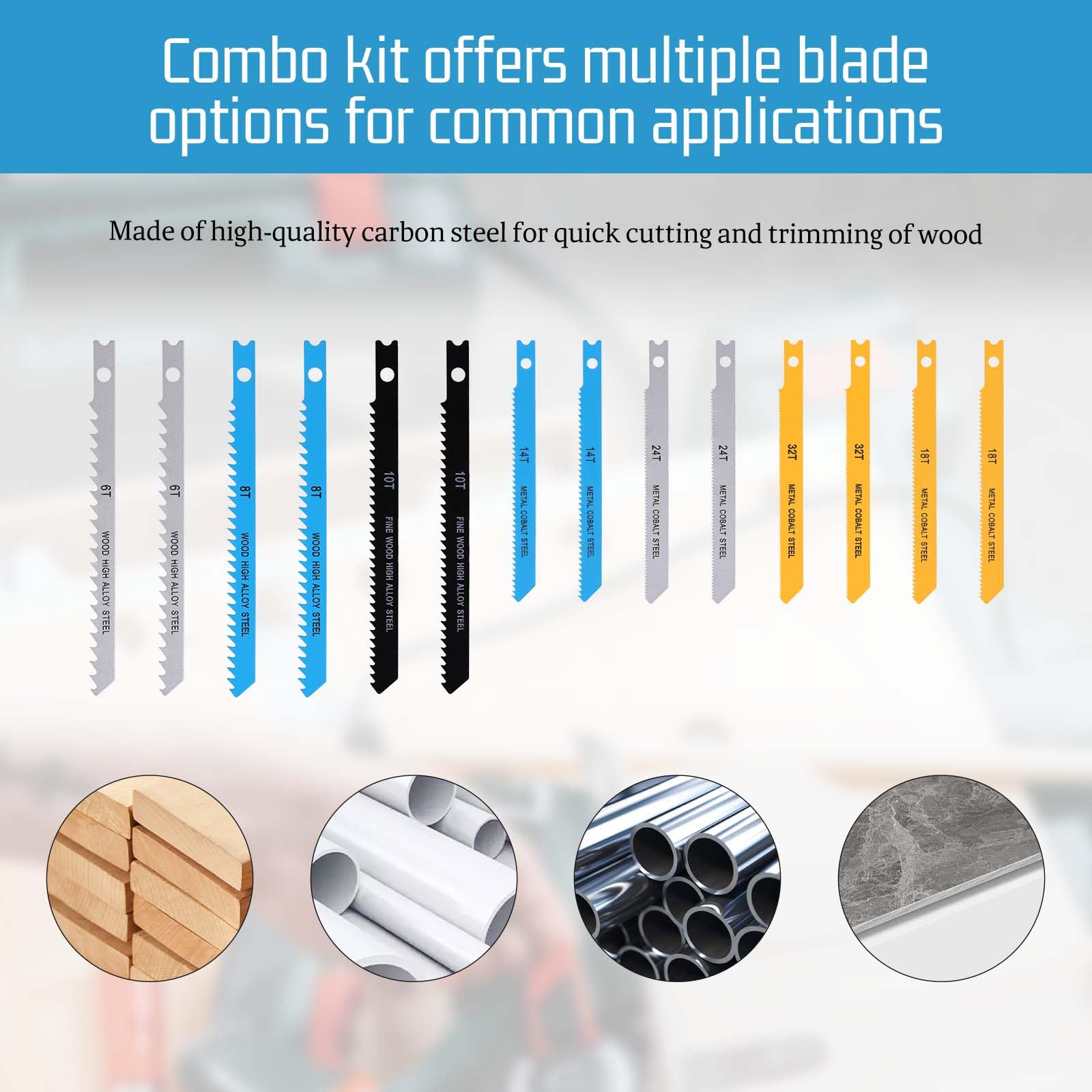 Jig Saw Blade Set - 14 Piece U Shank Blades -3