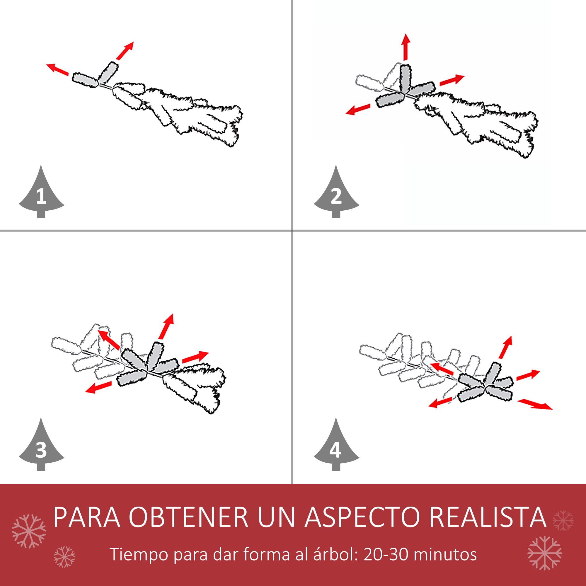 HOMCOM Árbol de Navidad Plegable 180 cm con Nieve 618 Ramas 30 Bayas 34 Piñas Hojas Apertura Automática y Soporte Metálico Decoración Navideña para Interior Verde