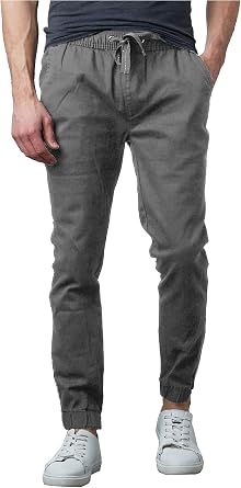 Galaxy by Harvic Mens Basic Stretch Twill Joggers Chinos Hiking Drawstring