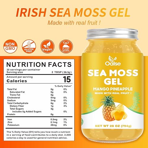 Miniatura 26 de Gel de musgo marino de 15 onzas, gel natural de masa marina irlandesa artesanal con 92 minerales y vitaminas, sin OMG, sin gluten, vegano, defensa