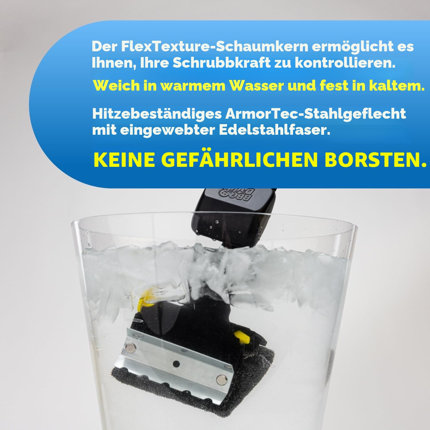 Scrub Daddy BBQ Daddy Grill-Reinigungsbürste mit Schaber & Flaschenöffner, ohne Borsten, für Grillrost