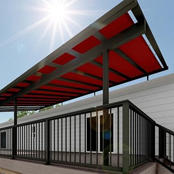 SunnyRoyal 9x12 Waterproof Sun Shade Sail Straight Edge with Full Side Grommets 95% UV Blockage & Water Resistant Fabric Cloth Screen for Outdoor Patio Canopy Awning Garden Red