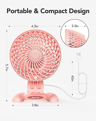 Miniatura 7 de Ventilador pequeño de escritorio USB, ajuste de velocidad continuo con múltiples niveles de velocidad, mini ventilador personal portátil enchufable,