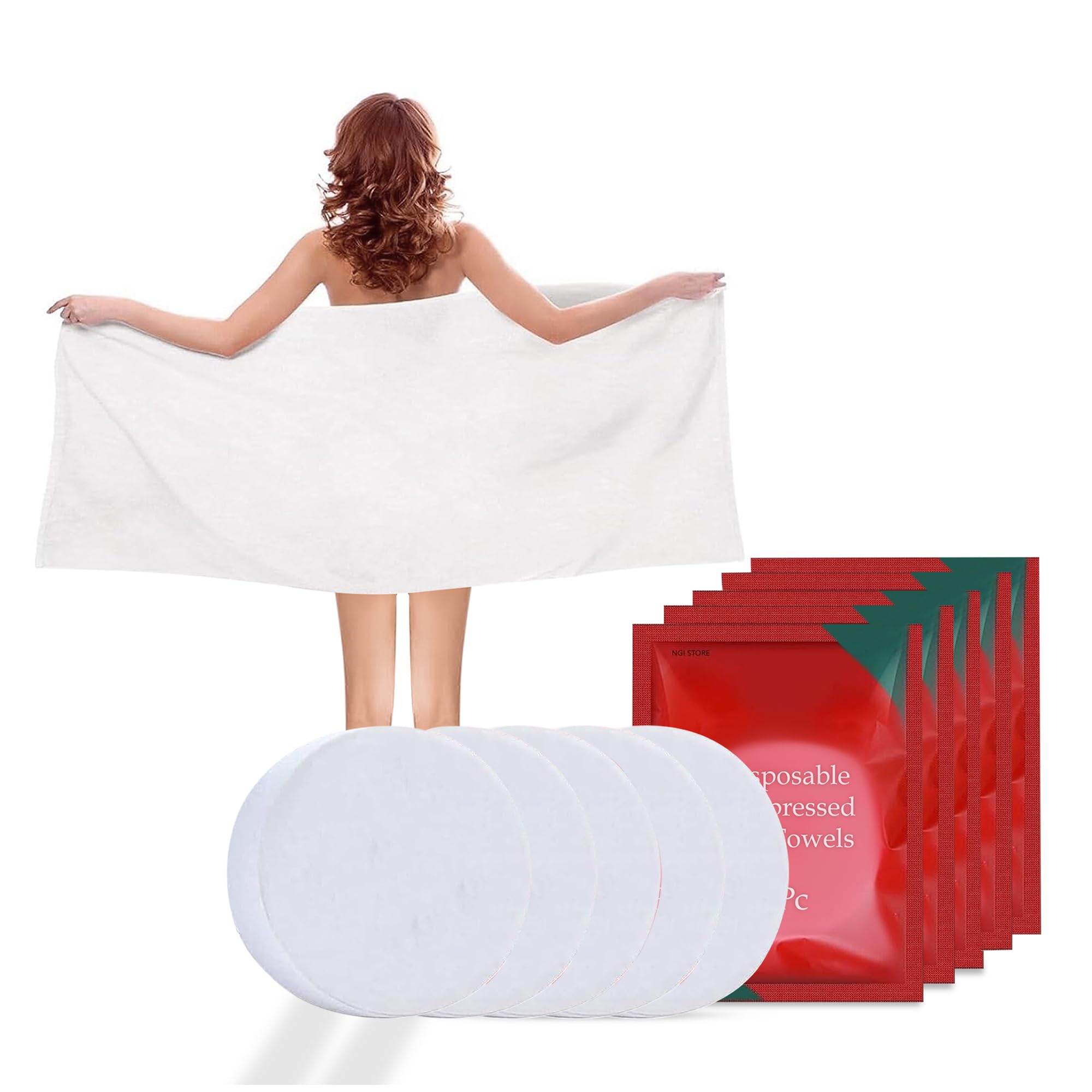 GLUN® Compressed Tablet Towel, Tissues Big Disposable Towel, Pure Cotton Compressed, Portable, Travel Facial Towel Pack of 5