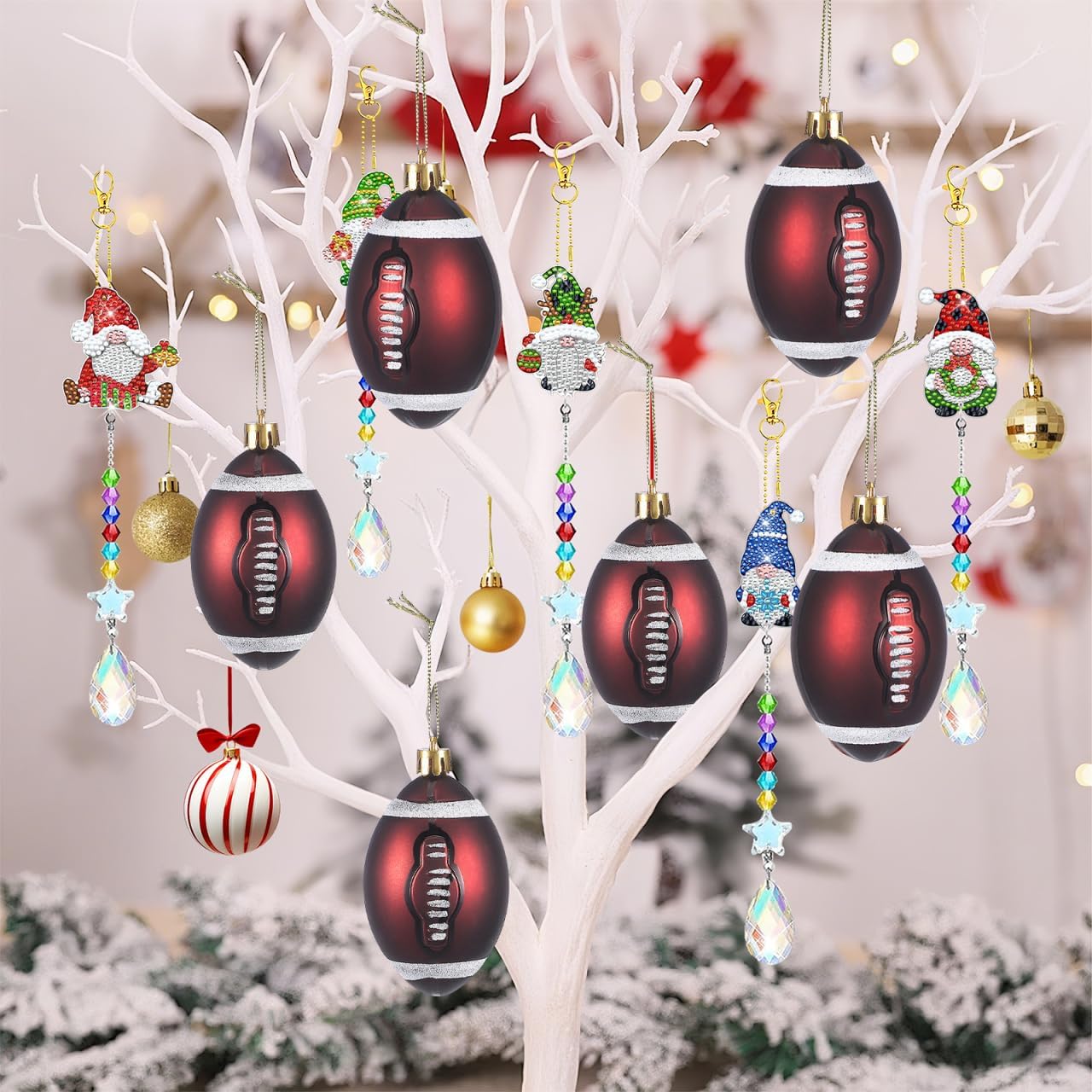 Toyvian 6pcs Christmas Football Ornaments Christmas Tree Ball Decorations for Football Sports Theme Christmas Holiday Party Decorations - Image 5