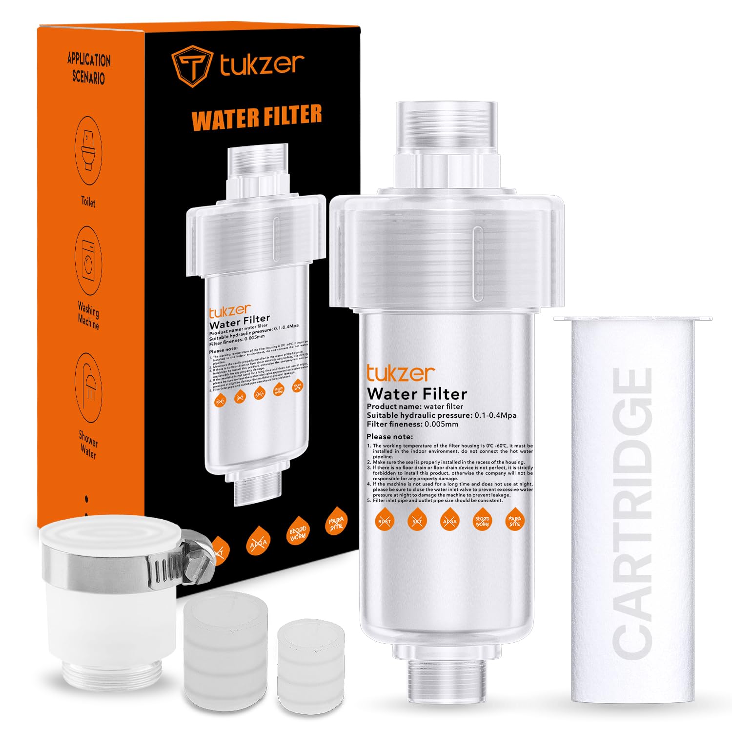 Tukzer Washing Machine Filter, Hard Water Softener for Shower Head, Kitchen Tap, Bathroom| Multi-Layered PP Cotton, Advanced Water Filtering Technology Removes Sediments, Heavy Dust, Dirt, Silt, Rust (B0CQC9T4VL) Amazon Price History, Amazon Price Tracker