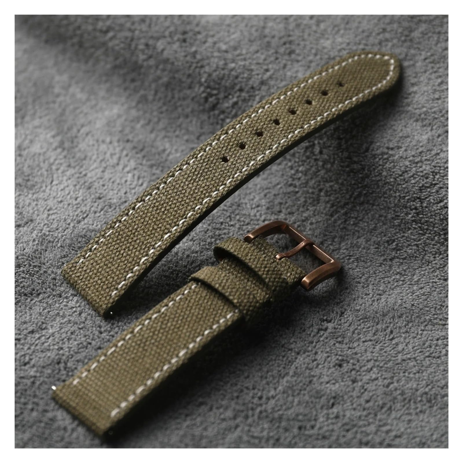 Uhrenarmband aus regeneriertem Leder auf Leinwand 20 mm 21 mm 22 mm Schnalle aus reinem Kupfer Weiches Armband Schwarz Grün Grau für traditionelle Uhr