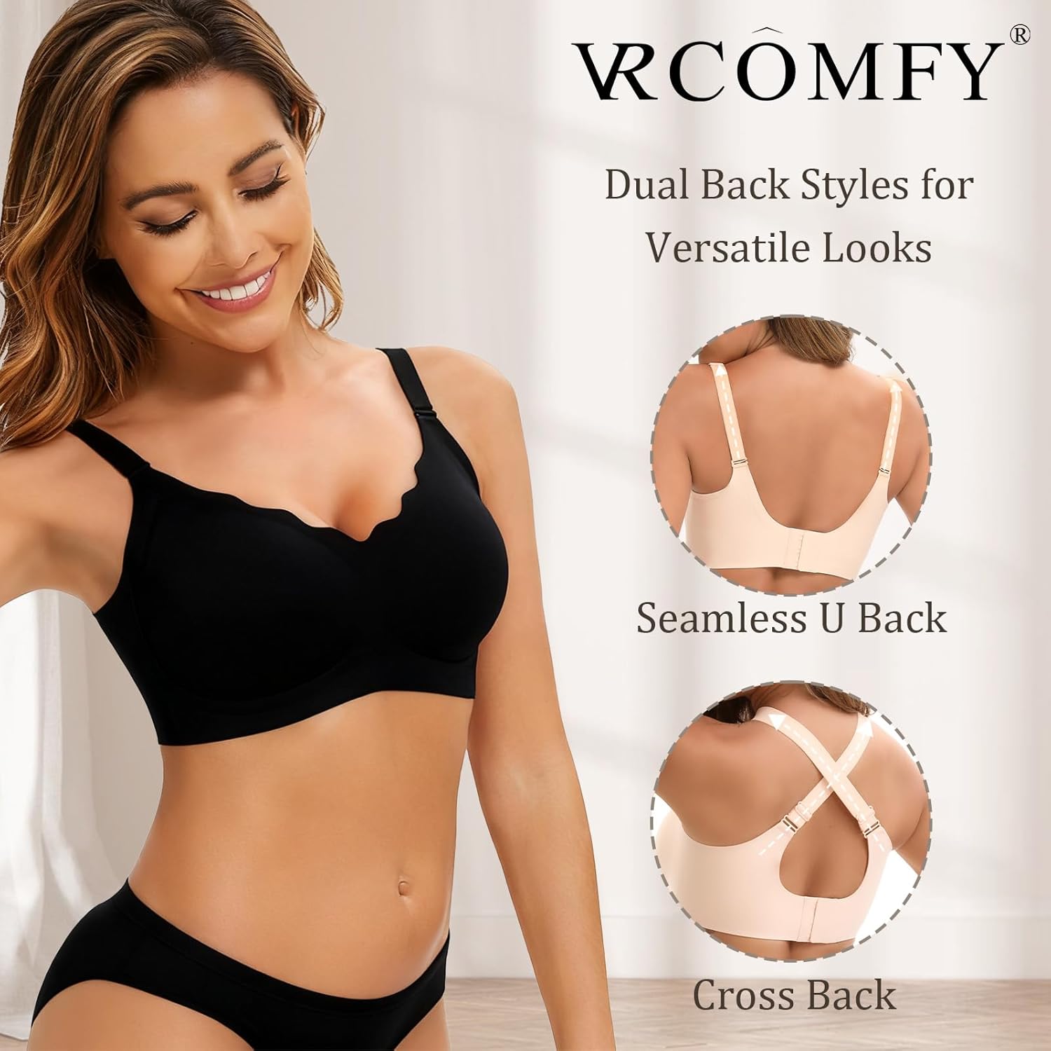 Wireless Bras for Women, Comfortable No Underwire Seamless Push Up Everyday Bras with Adjustable Straps - Image 4