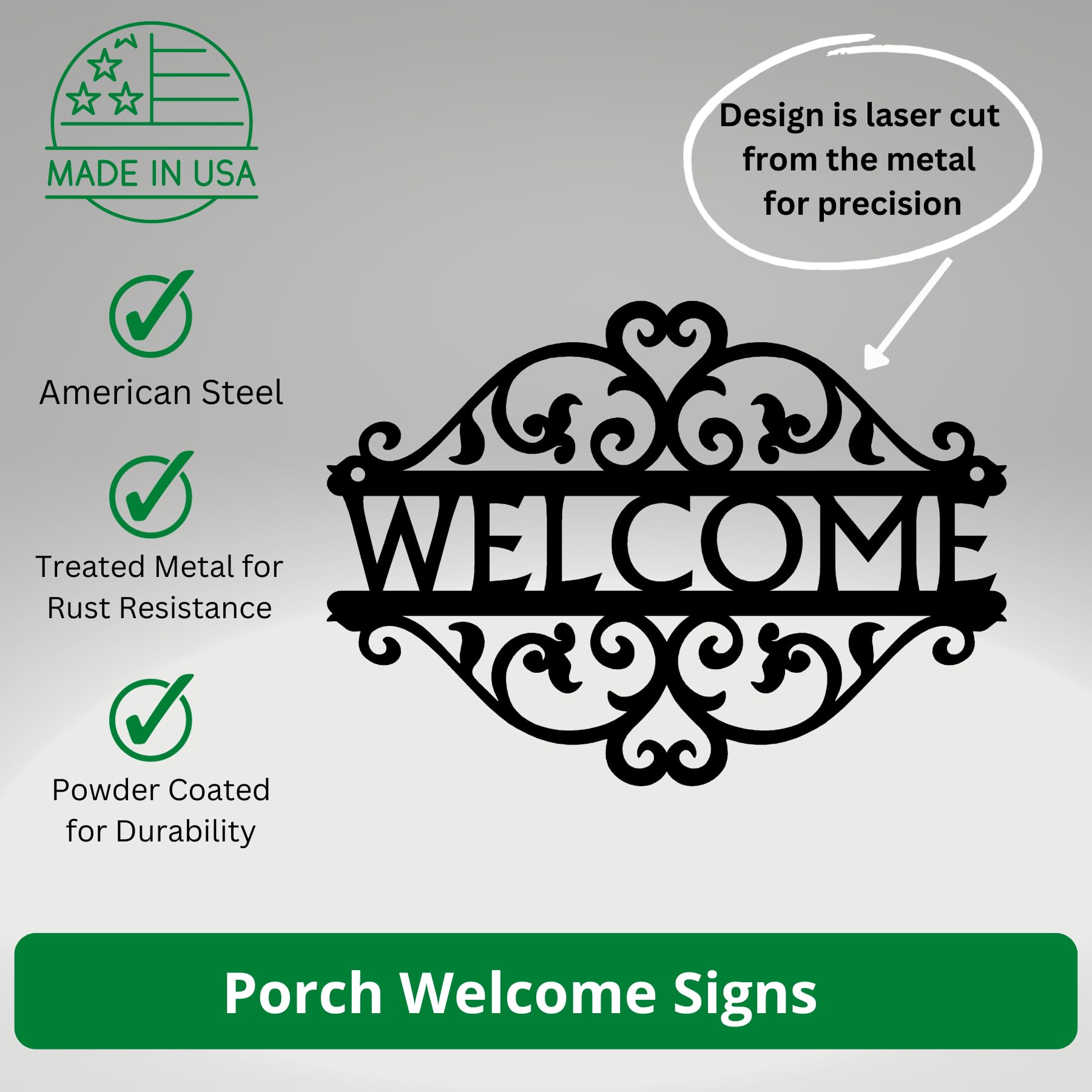 Cartel decorativo de metal con diseño de enredadera y texto en inglés "Welcome for House", 43 x 21,6 cm
