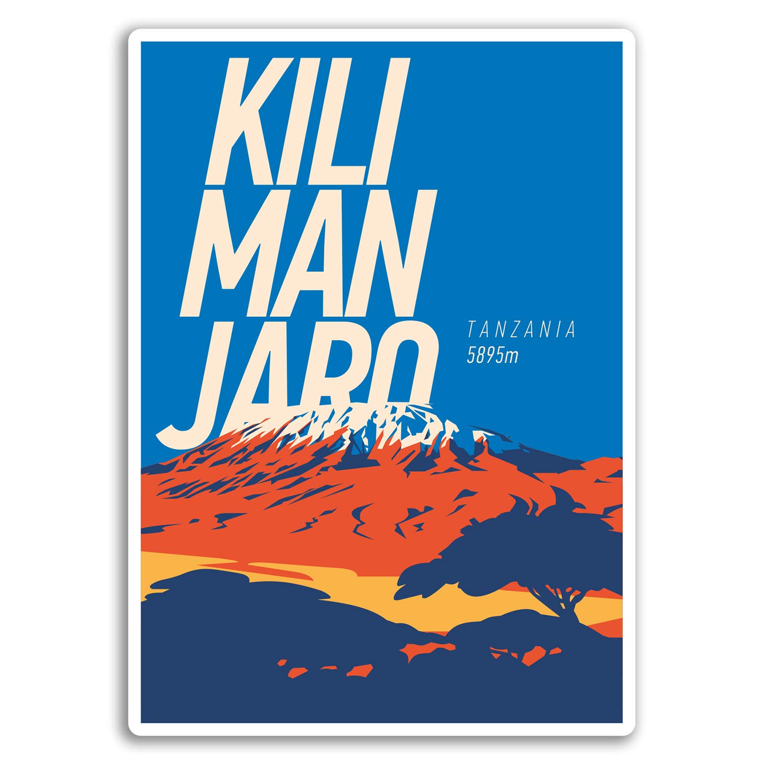Destination Vinyl Ltd Multi 2 X 10Cm Kilimanjaro Volcano Vinyl Stickers - Tanzania Sticker Luggage #17892 (10Cm Tall)