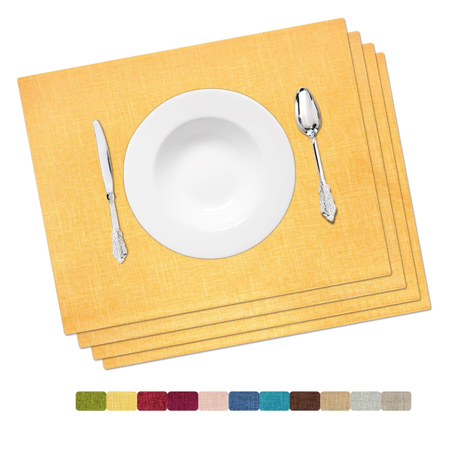 Sets de table isolants et thermorésistants jaunes lot de 4 lavables pour plats chauds