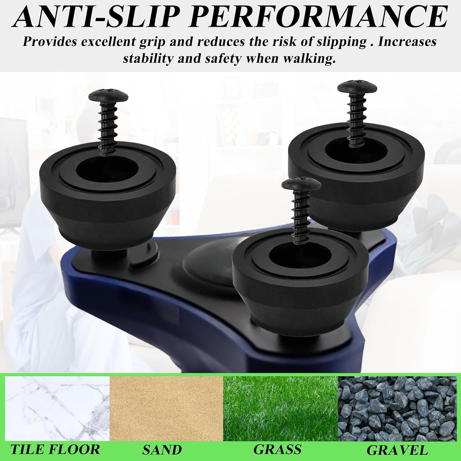 6 Pack Cane Tips Replacement Screw Compatible with HurryCane Freedom Edition Walking Cane Anti Slip Replacement Feet Parts Cane Accessories