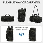 3 in 1 Tactical Travel Duffle Bag Backpack for Men Women 40-45L Expandable Gym Bag & Sport Duffel Bags for Travel with Shoe Compartment & Wet Pocket, Weekend Overnight Bag for Caming, Camo
