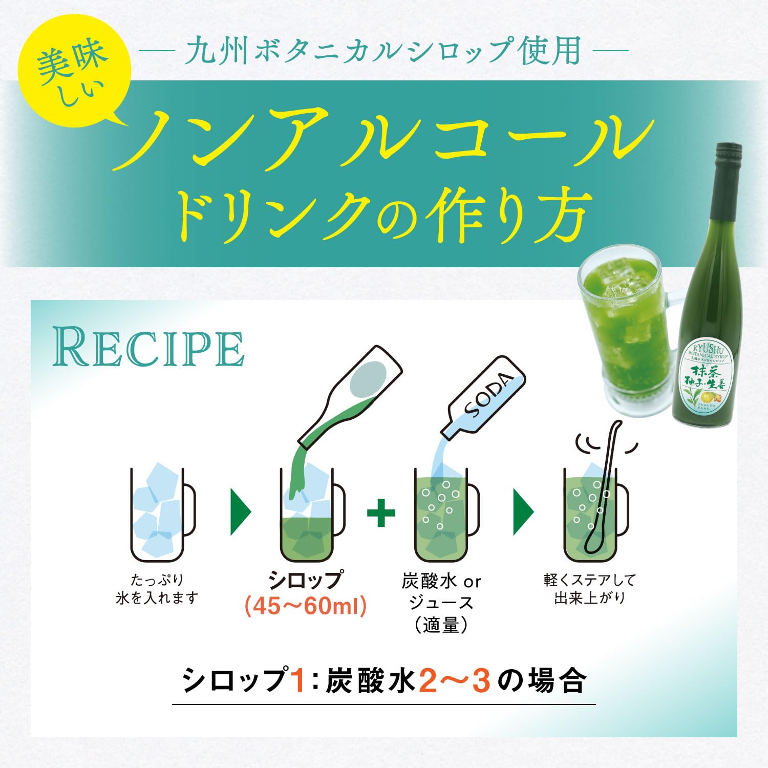 Amazon.co.jp: 【公式】福田農場 九州ボタニカルシロップ 抹茶 柚子