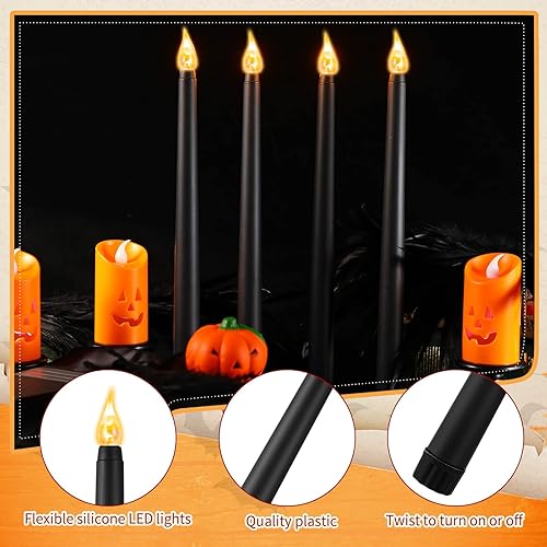 Miniatura 3 de Honoson 4 velas LED de adviento sin llama, velas parpadeantes para Halloween, Hanukkah, Navidad, rituales de Adviento para vacaciones, iglesia,
