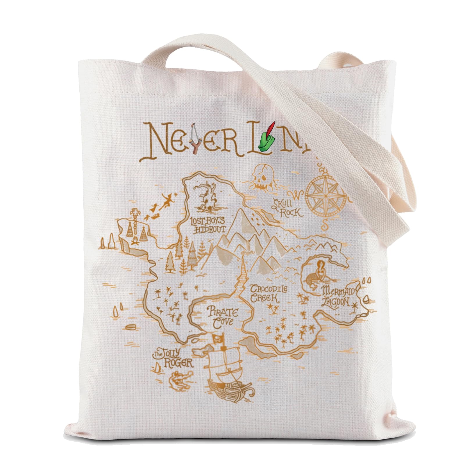 ZJXHPO Peter Tote Bag Map Handbag Trip Shoulder Bag Never Grow Up Reusable Grocery Shopping Bag (Never Tote)