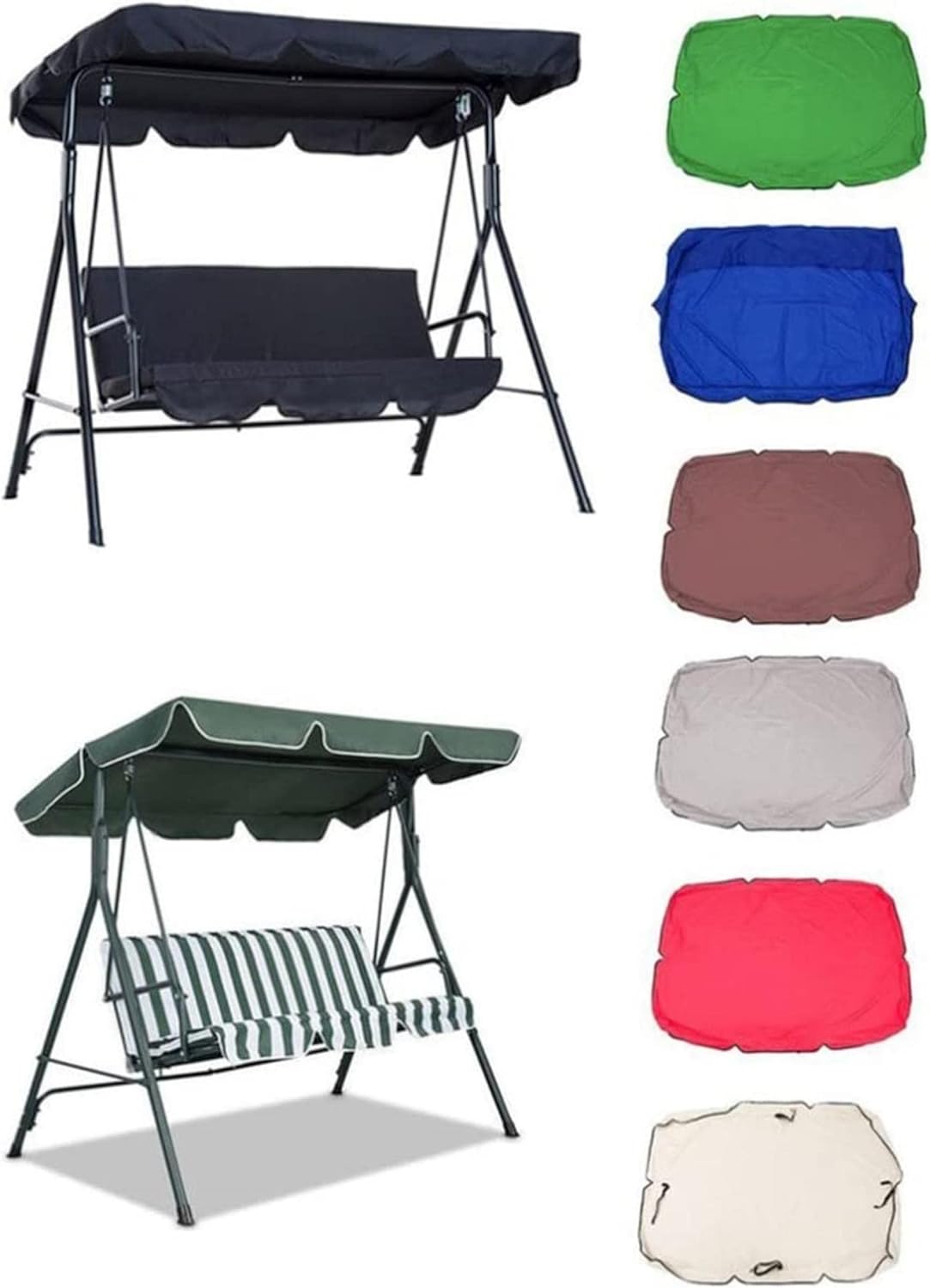 Outdoor Swing Canopy Replacement,Anti-UV/Waterproof Patio Chair Top Cover for Swing,Replacement Canopy Cover for 2/3-Seater-Swing Chair(Top Cover Only)
